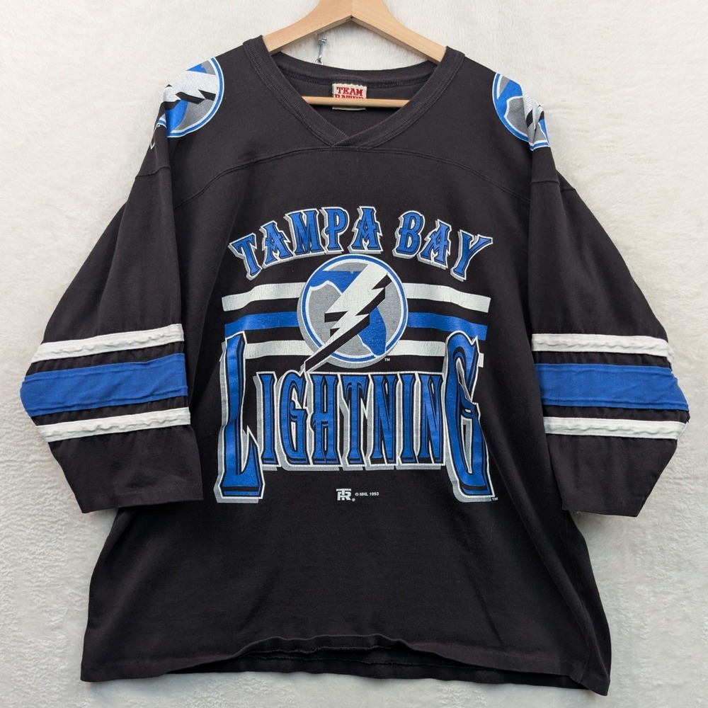 VTG Team Rated Tampa Bay Lightning Jersey Men's XL Black 1993 NHL Hockey USA 90s